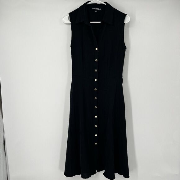 Elizabeth & Nicole Small Black Button Sleeveless Dress Demure Classy Secretary  - Picture 3 of 10